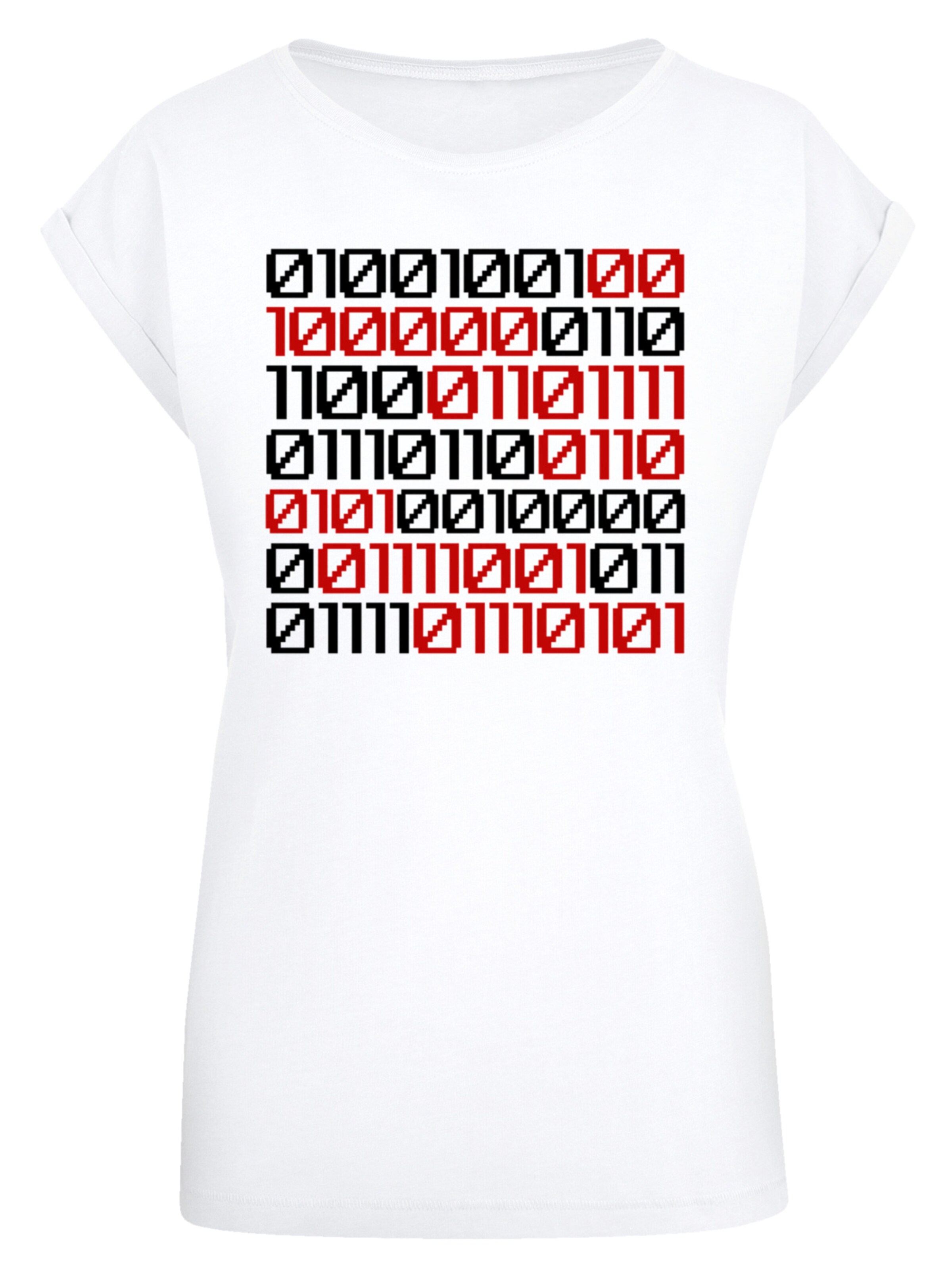 F4NT4STIC Shirt 'I Love You 01001001 Binary Code Valentinstag' in Wit: voorkant