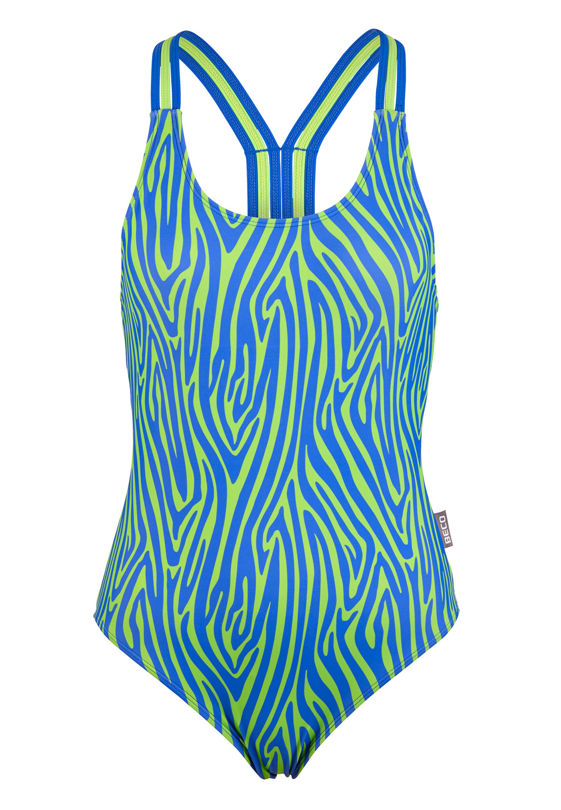 BECO the world of aquasports Badeanzug 'Zebra Vibes' in Blau: Vorderseite