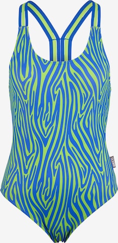 BECO the world of aquasports Bustier Badeanzug 'Zebra Vibes' in Blau: Vorderseite