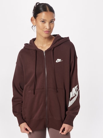 Nike Sportswear Sweat jacket in Brown: front