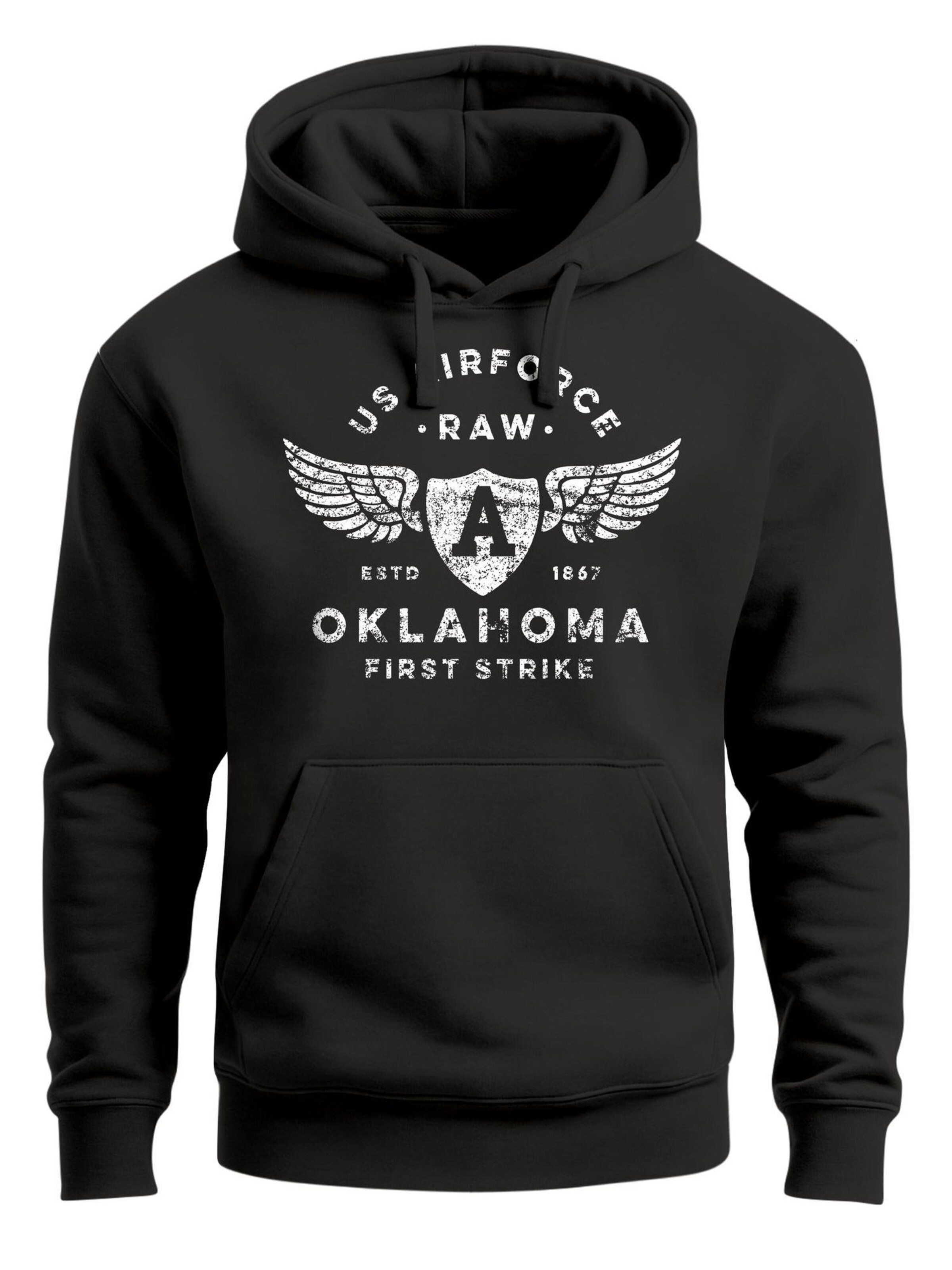 Neverless Sweatshirt 'Airforce Oklahoma'‌‌‌‌‌‌‌‌ in Schwarz: Vorderseite