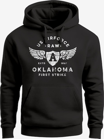 Neverless Sweatshirt 'Airforce Oklahoma' in Schwarz: Vorderseite