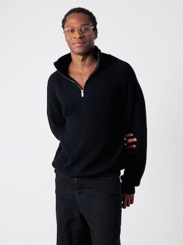 Pull-over 'Half-Zip Knit' Honest Basics en noir
