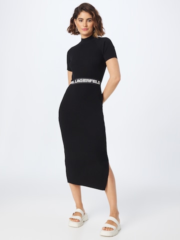 Karl Lagerfeld Плетена рокля в черно: отпред