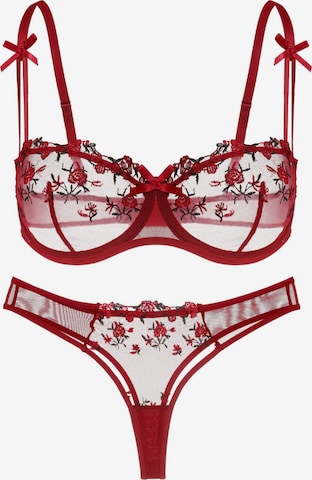 Carré Chic Balconette Underwear Sets in Red: front
