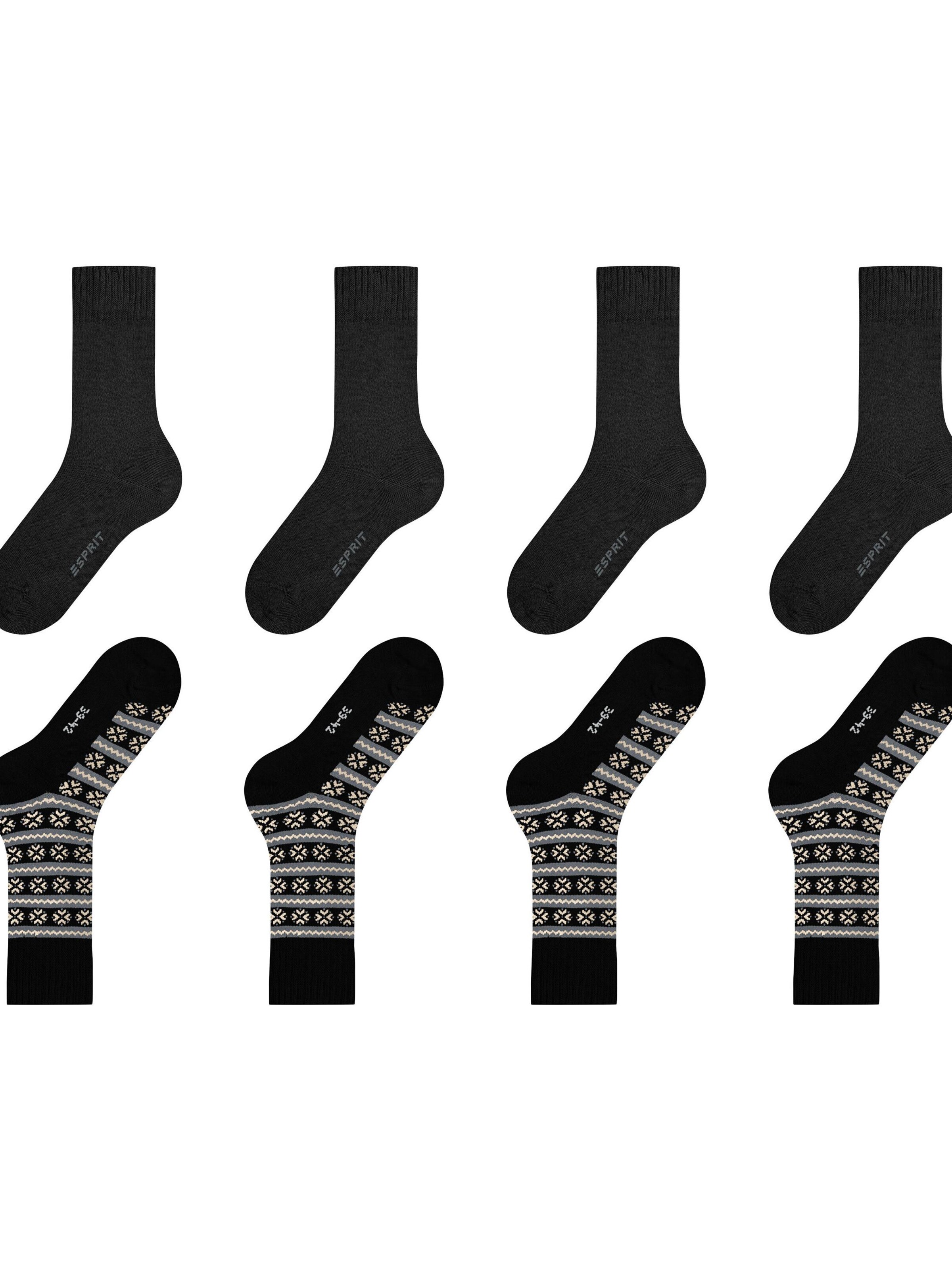 ESPRIT Socks 'Scandi Norwegian 4-Pack' in Black