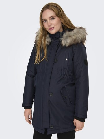 Only Maternity Winterparka in Blauw: voorkant