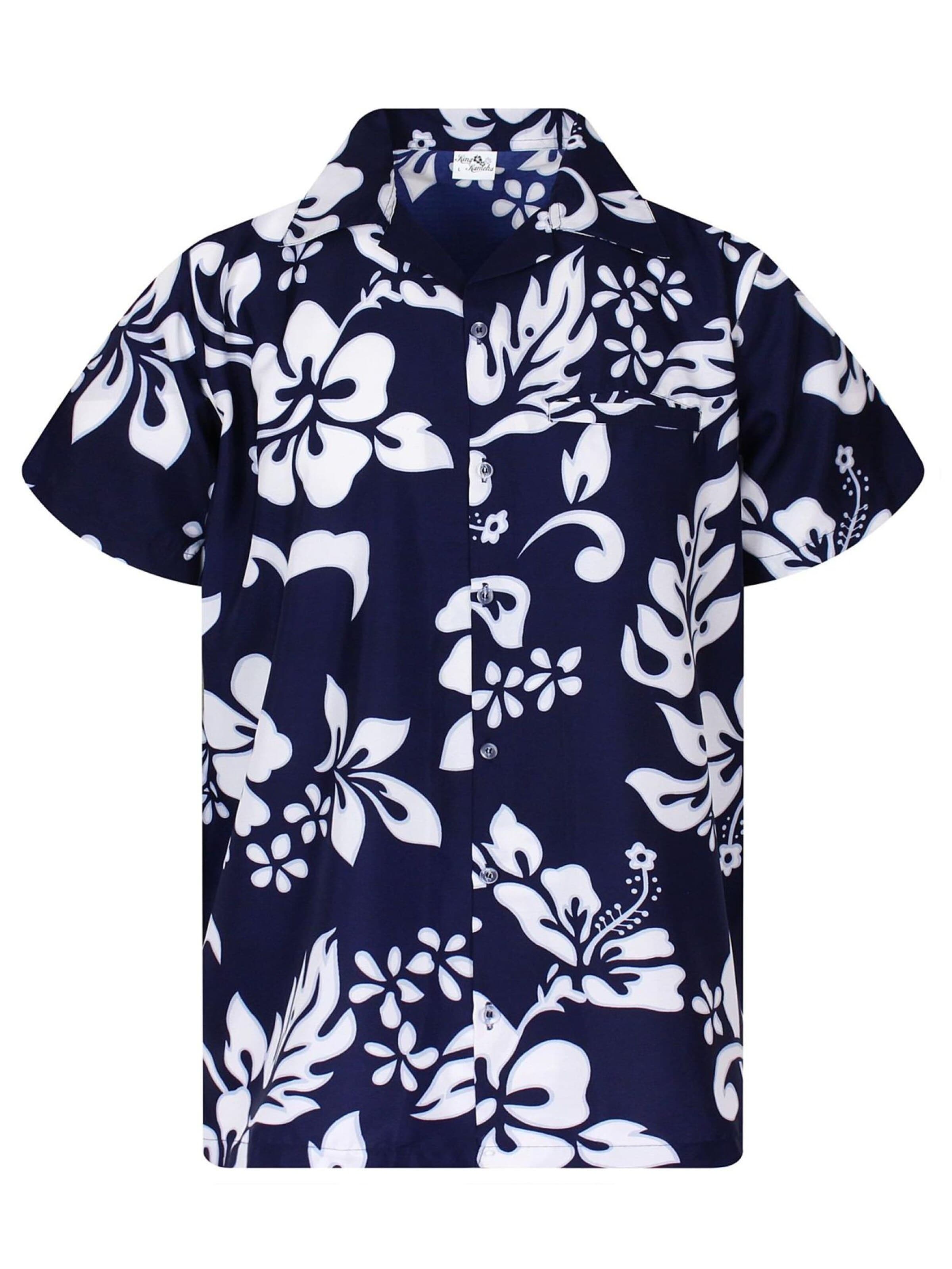 Maglietta 'Hibiscus' di King Kameha in blu: frontale