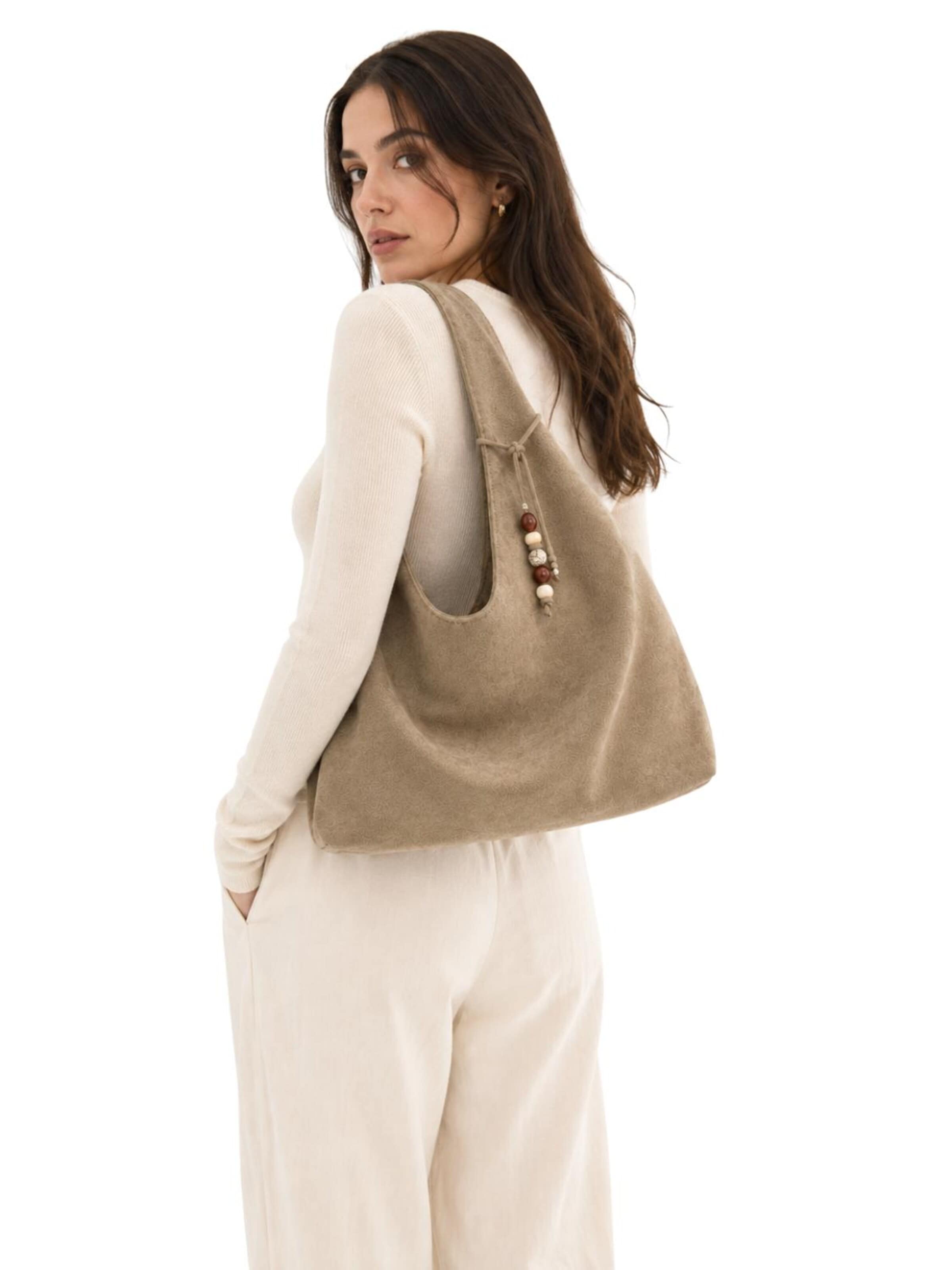 HNK Schoudertas 'Hobo-Tasche Taupe' in Grijs