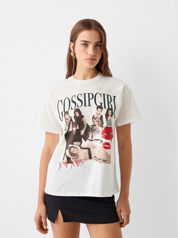 T-shirt Bershka en beige : devant