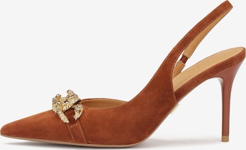 Kazar Slingback Pumps in Brown: front