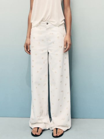 Wide leg Jeans 'MASSY' de la MANGO pe alb