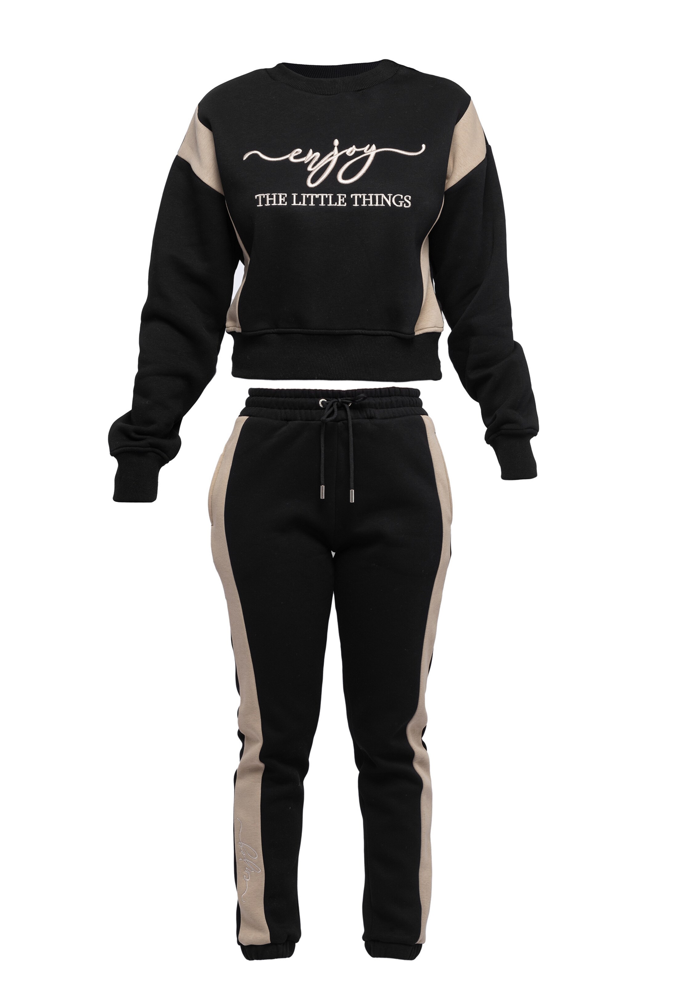 Tom Barron Jogginganzug in Schwarz: Vorderseite