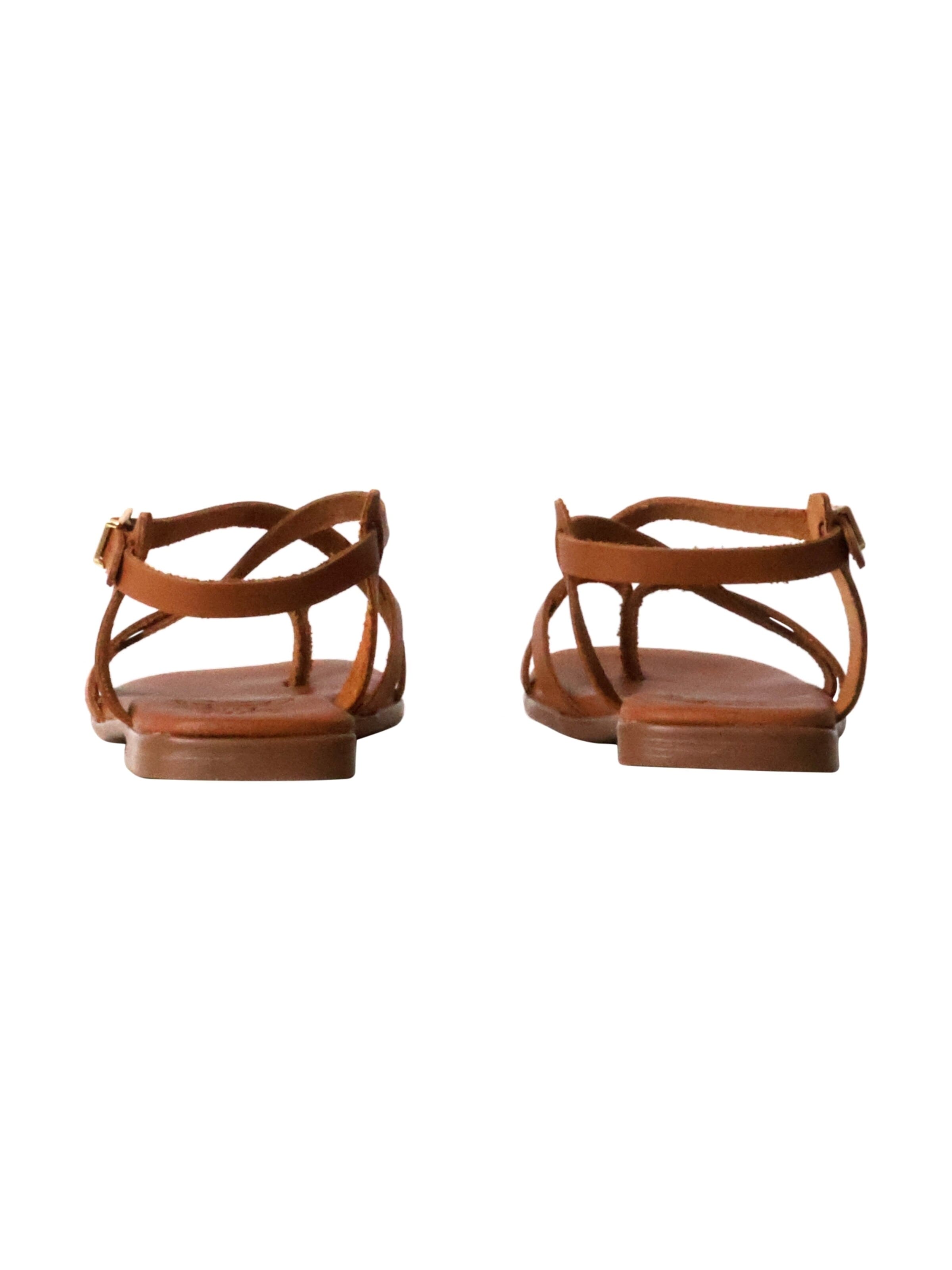 Oh my Sandals Sandały 'Flache Ledersandalen' w kolorze brązowy