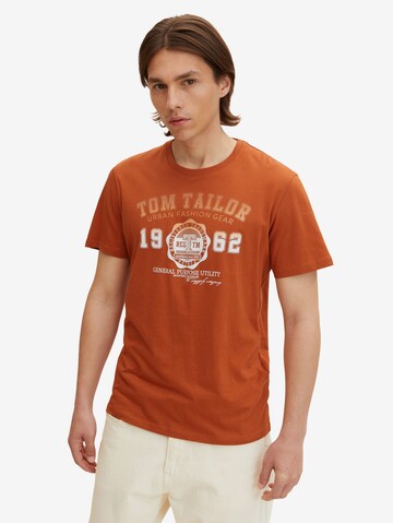 T-Shirt TOM TAILOR en marron : devant