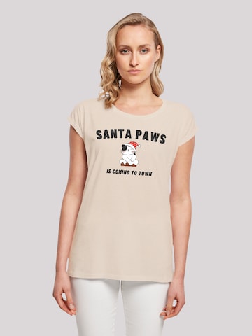 T-shirt 'Santa Paws Christmas Cat' F4NT4STIC en beige