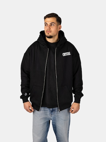 Crystal Paris Sweatvest 'Trademark' in Zwart