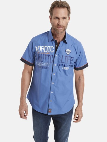 Jan Vanderstorm Comfort fit Overhemd 'Baldem' in Blauw: voorkant