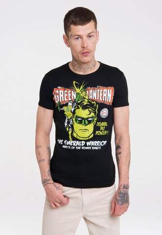 LOGOSHIRT Shirt 'Green Lantern Power' in Zwart: voorkant