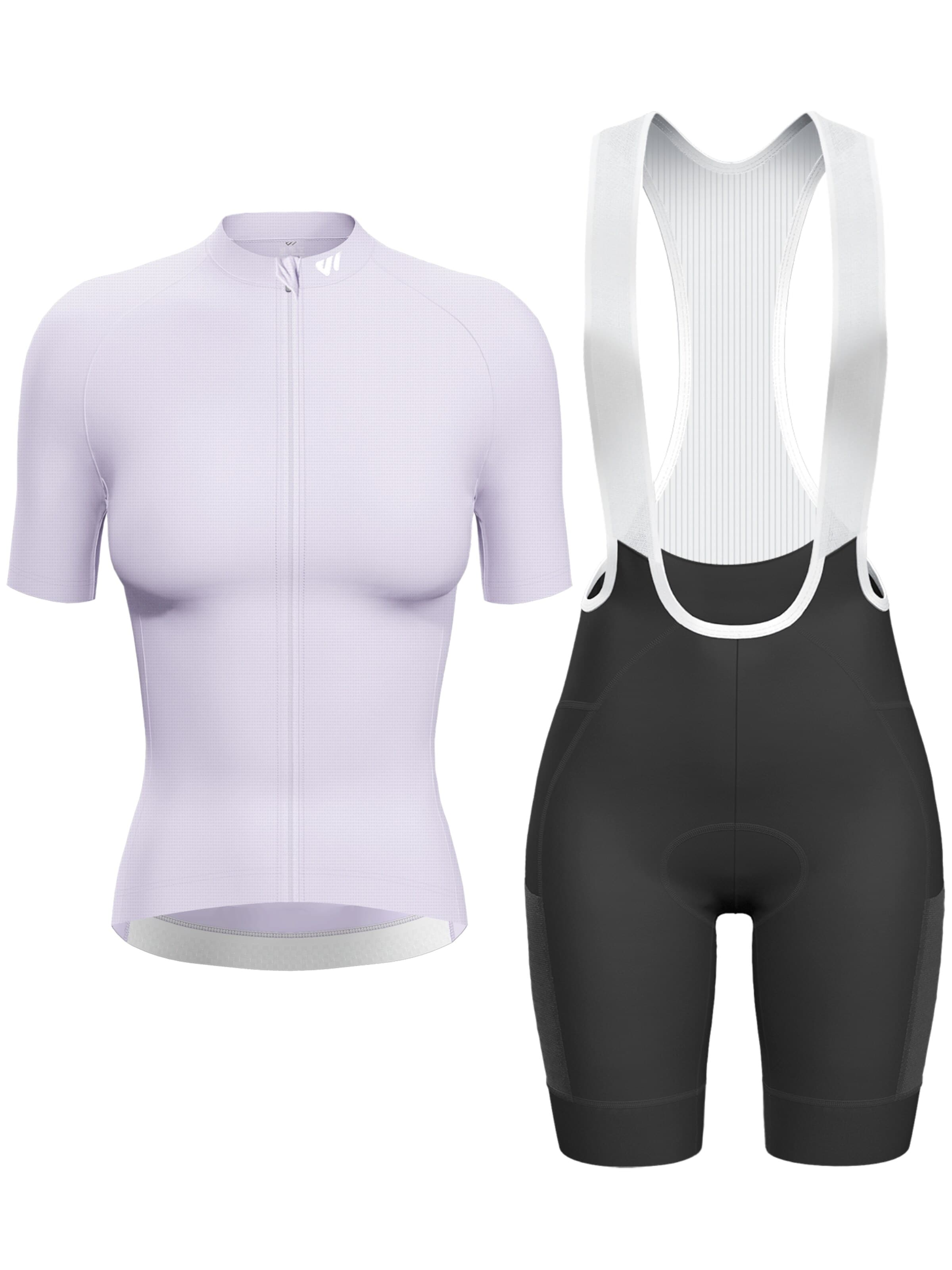 WULIBIKE Sweatsuit 'Wulibike Damen Radtrikot-Set Lila & Trägerhose Schwarz' in Purple: front