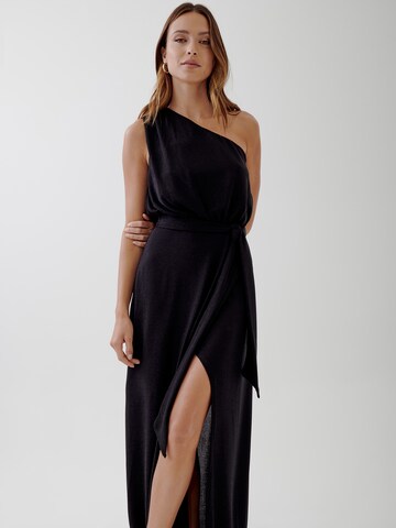 Tussah Kleid 'Amanda' in Schwarz: Vorderseite