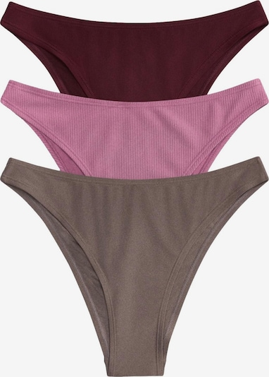 Slip costum de baie The Set pe gri taupe / roz / roșu vin, Vizualizare produs