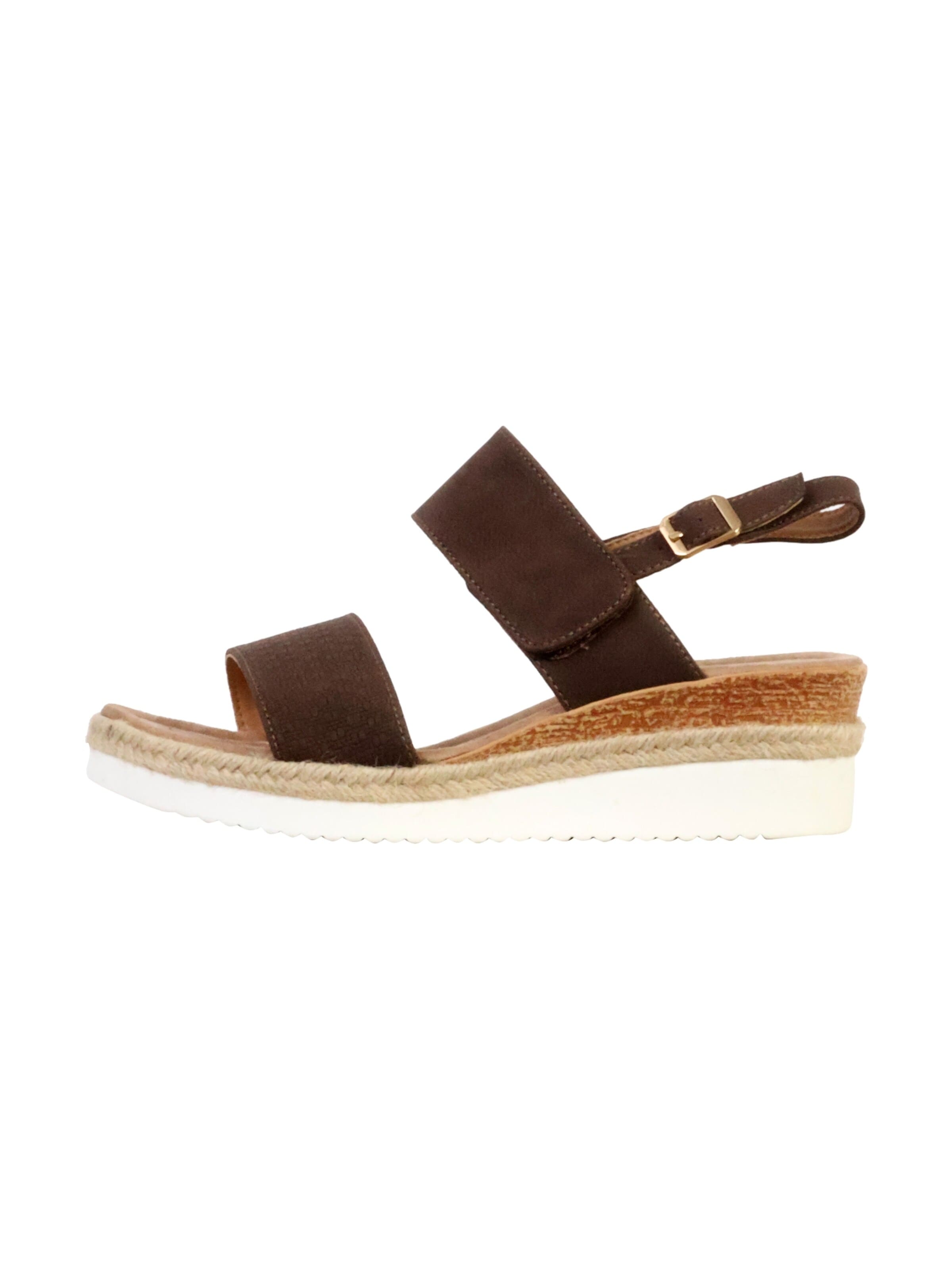 Sandales 'Sandalen mit Keilabsatz und Riemchen' Super Mode en marron : devant