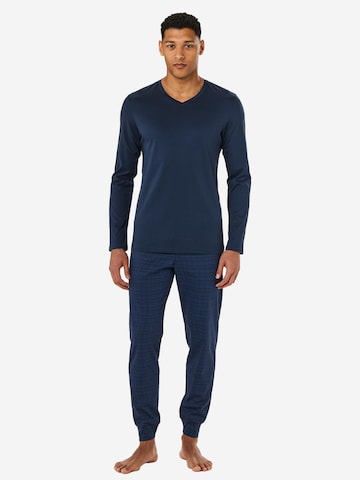 SCHIESSER Pyjama lang 'Casual Essentials' in Blauw: voorkant