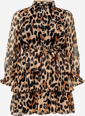 Robe-chemise River Island Plus en marron : devant