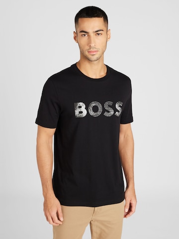 BOSS Orange Shirt 'Ocean' in Zwart: voorkant