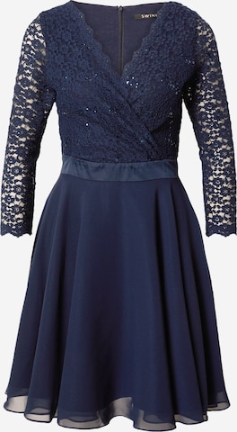 Robe de cocktail SWING en bleu : devant