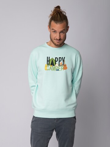 Watapparel Sweatshirt ' Happy Camper ' in Blauw: voorkant