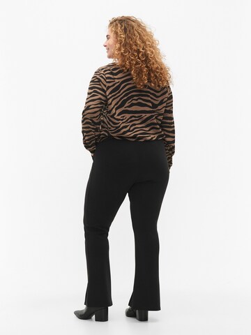 Zizzi Flared Broek 'GILL' in Zwart