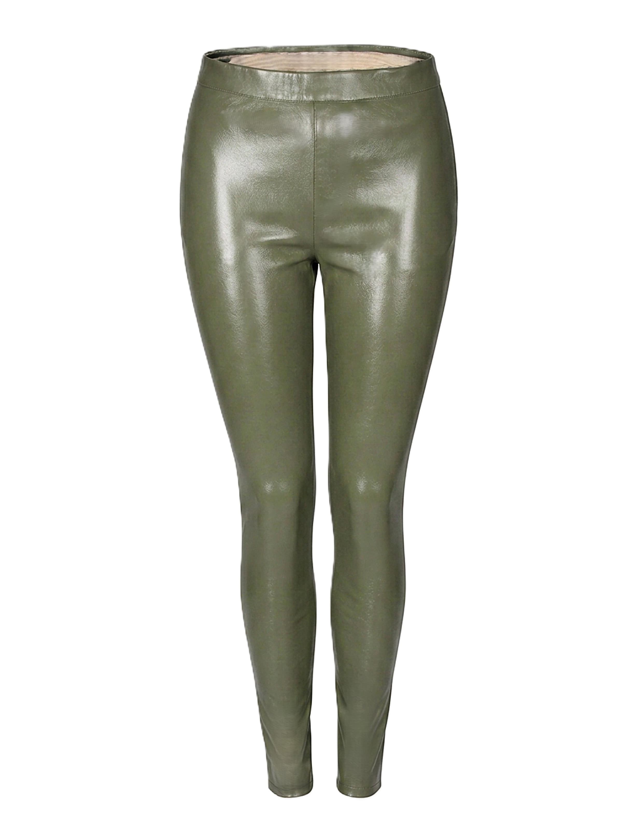 Be  Noble Skinny Leggings 'Leder-Leggings als Leder-Stretchhose in Kunstleder' in Groen: voorkant