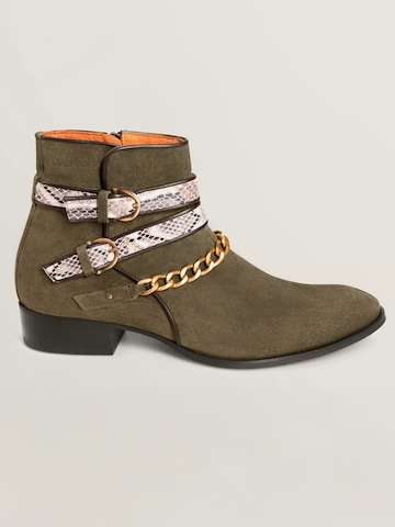 MAD TIGERS Boots 'SNAKE BUCKLE' in Grün: Vorderseite