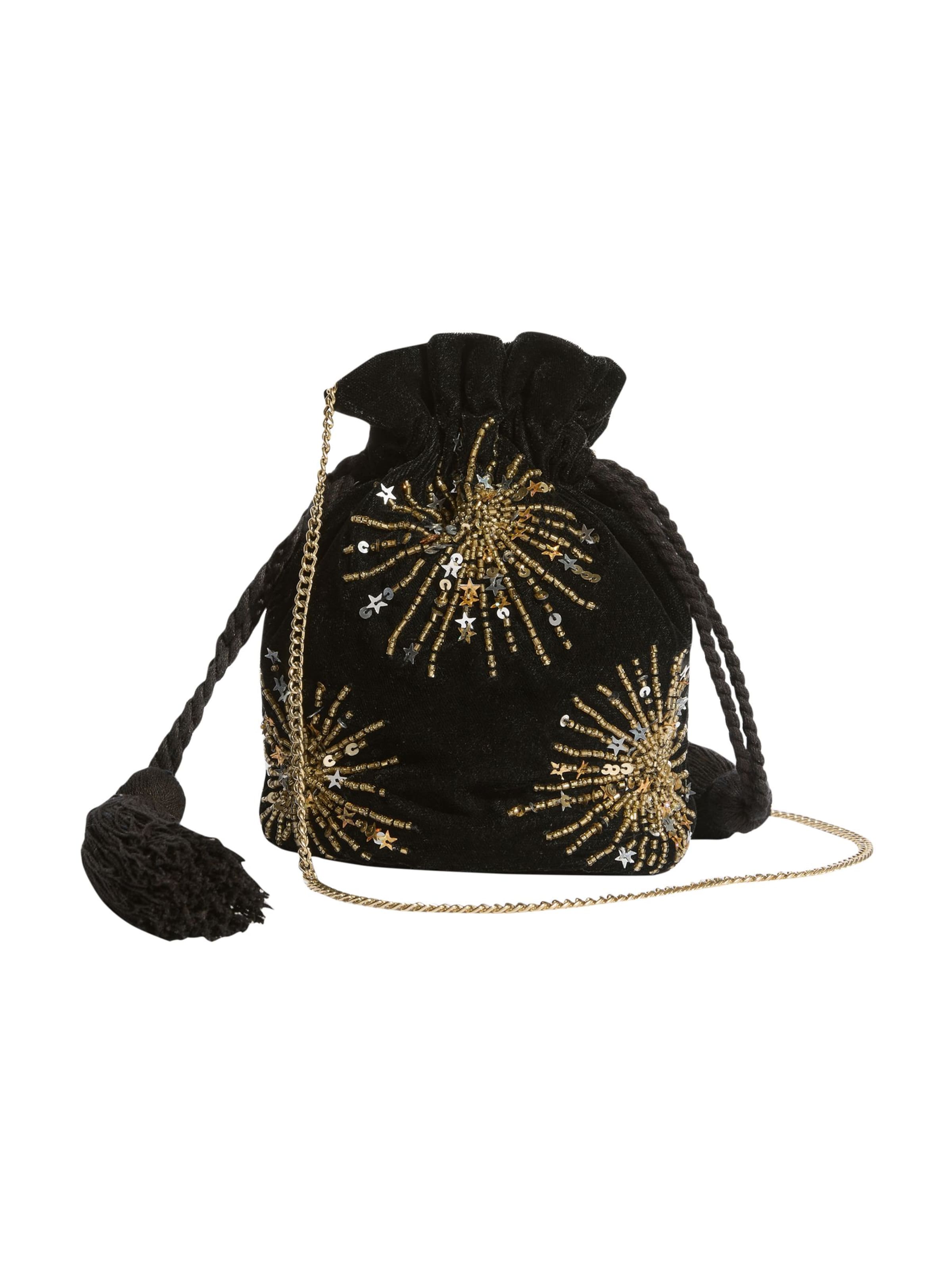 love & roses Beuteltasche in Schwarz: Vorderseite