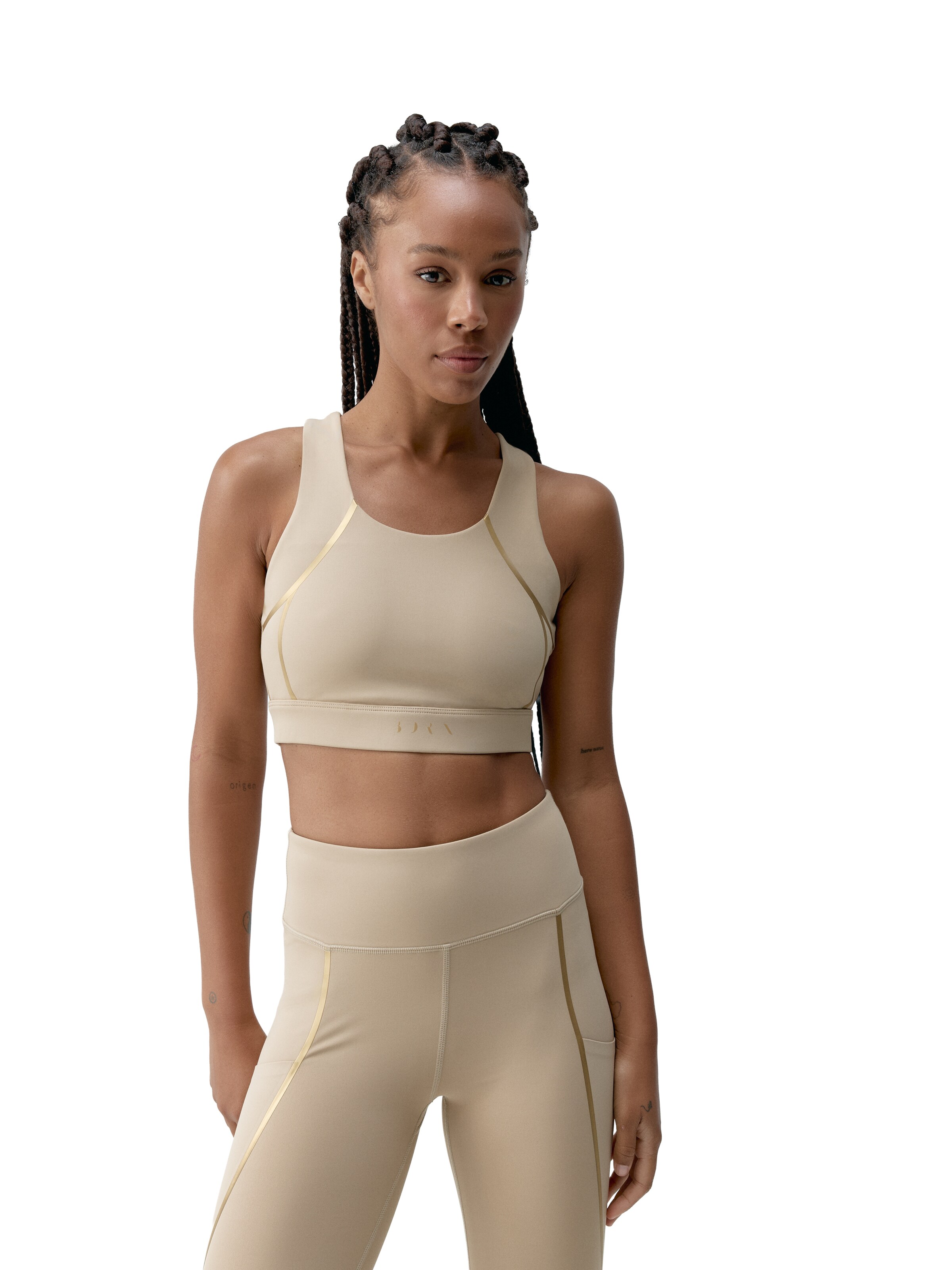 Born Living Yoga Bustier BH ' Gold ' in Beige: voorkant