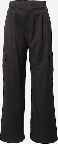 Monki Wide leg Pleat-Front Pants in Black: front