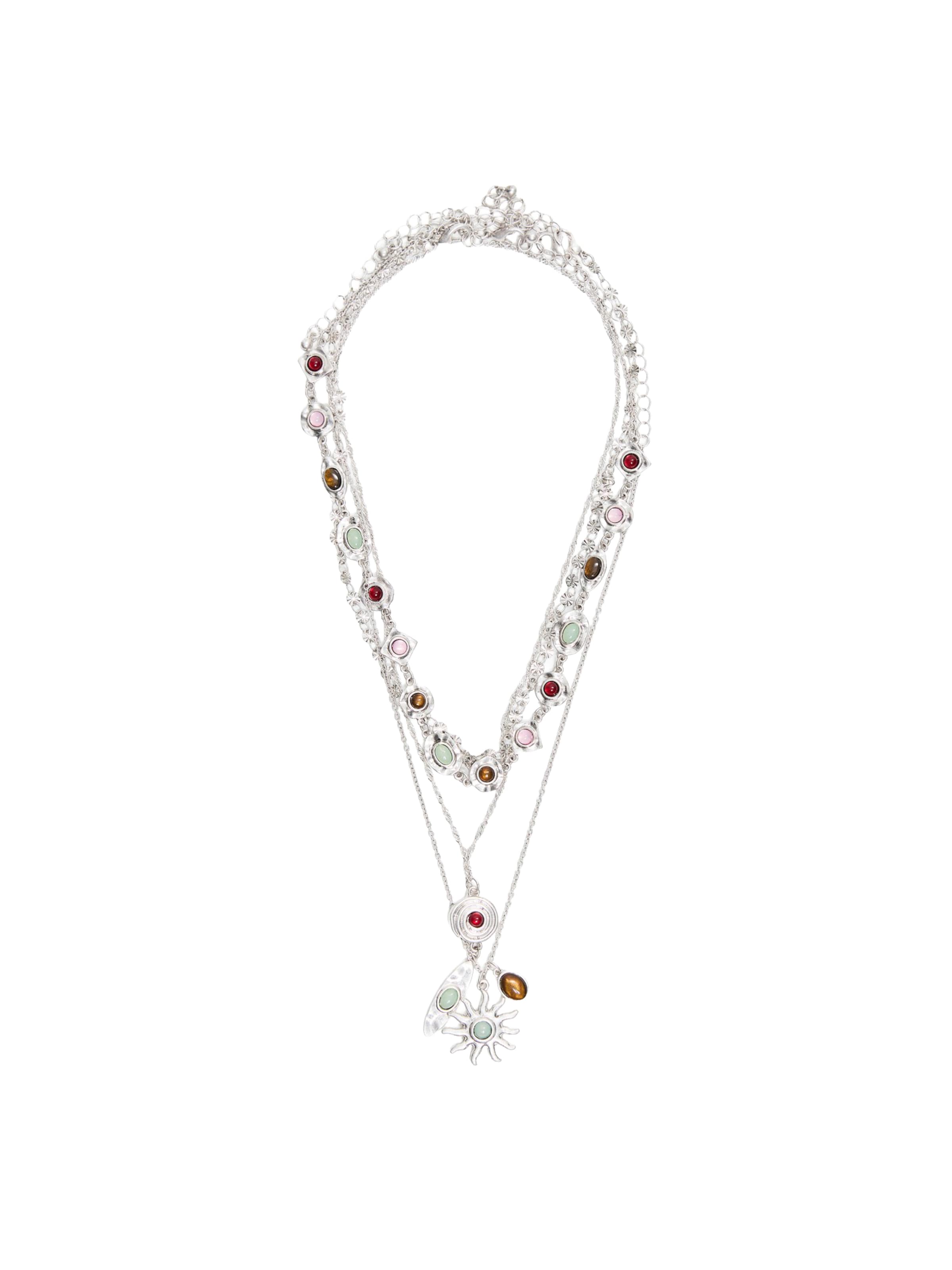 Bershka Kette in One Size in mint / rosa / rot / silber, Produktansicht
