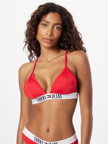 Tommy Jeans Triangle Bikini Top in Red: front