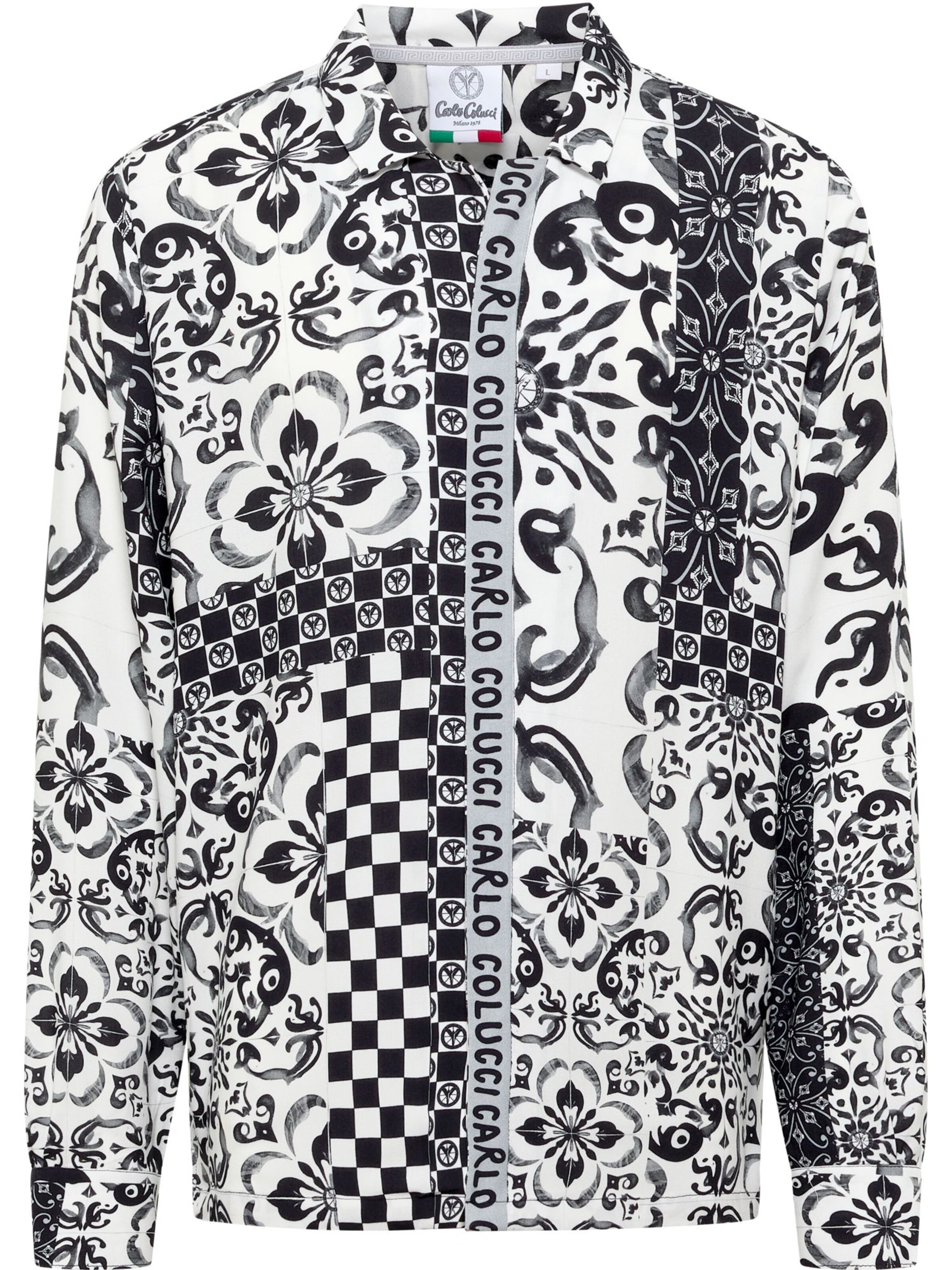 Carlo Colucci Comfort fit Button Up Shirt 'Fedrigo' in Black: front