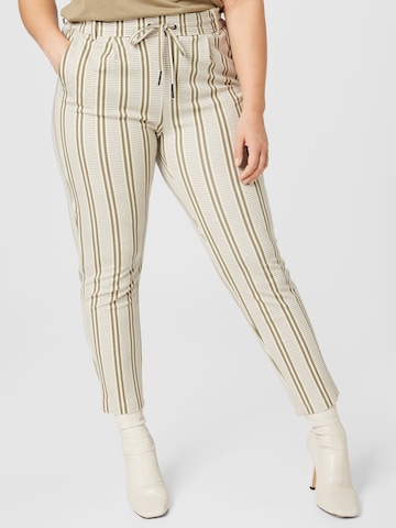 ONLY Carmakoma Slim fit Trousers 'GOLDTRASH' in Beige: front