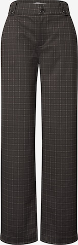 STREET ONE Regular High Waist Straight Leg Hose mit Karomuster in Braun: Vorderseite