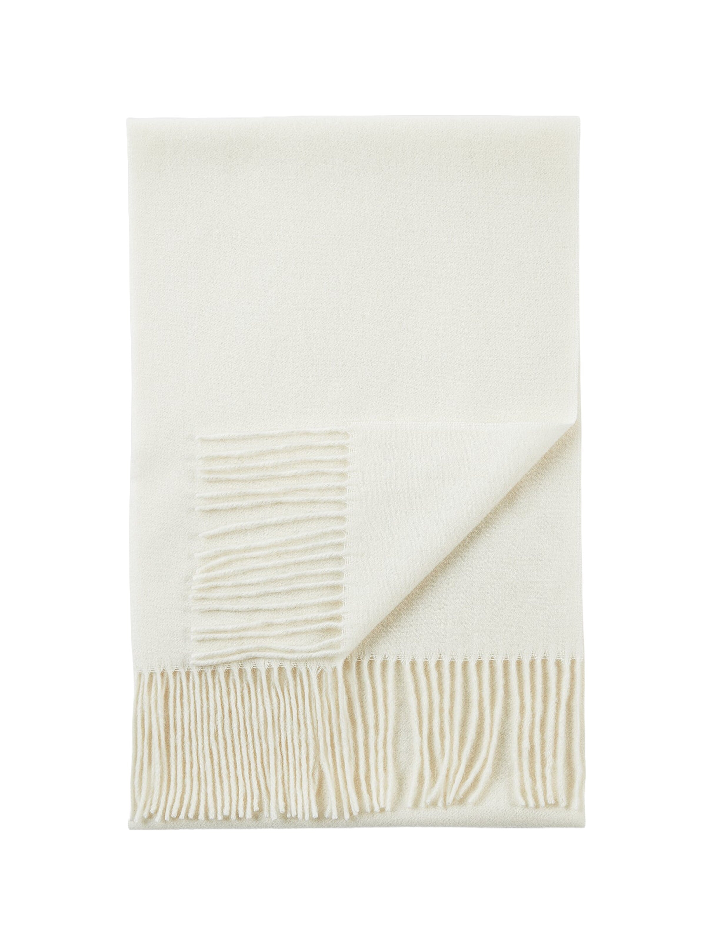 GOBI Cashmere Sjaal 'Unisex Cashmere Fringed Scarf' in Wit: voorkant