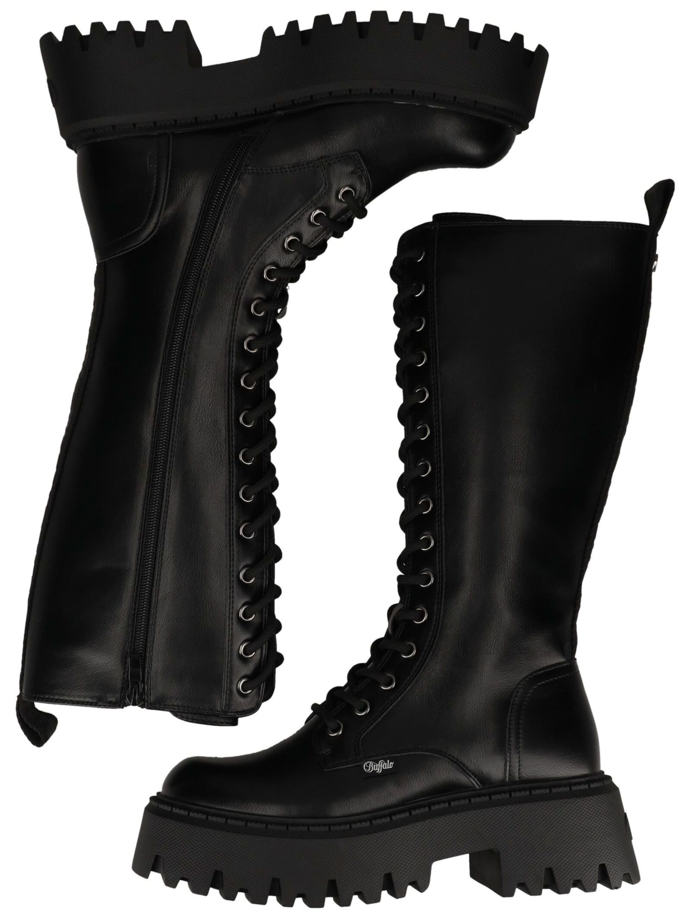 BUFFALO Schnürstiefel in Schwarz