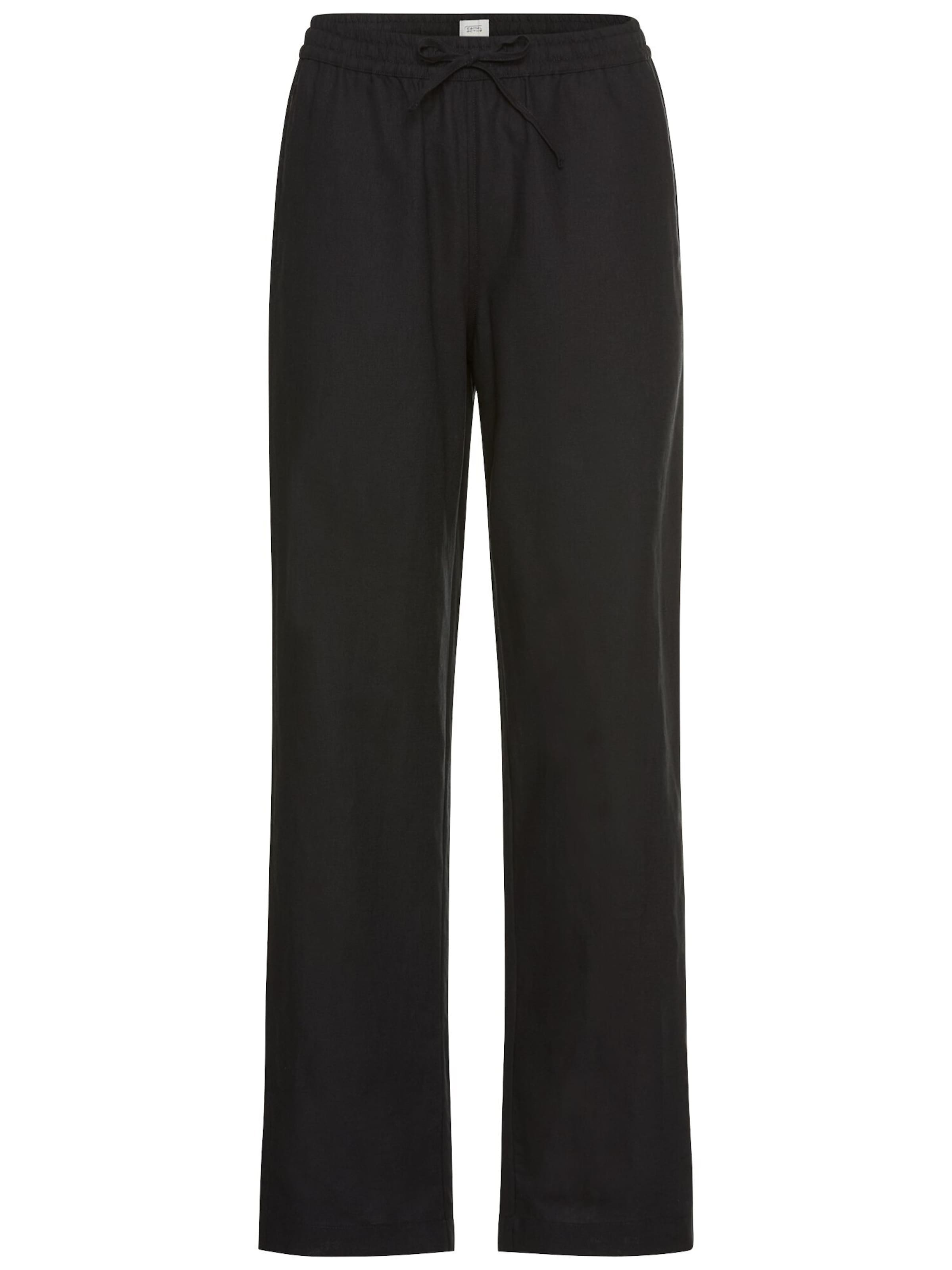 CAMEL ACTIVE Regular Relaxed Fit Sommerhose aus einem Leinenmix in Schwarz: Vorderseite