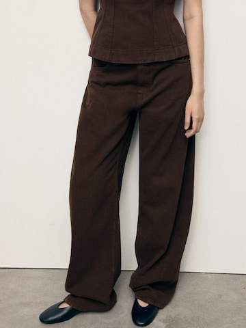 Wide Leg Jean 'CHARLOT' MANGO en marron : devant