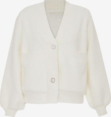 NALLY Knit Cardigan in White: front