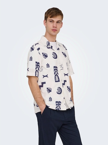 Only & Sons Regular fit Button Up Shirt in Beige: front