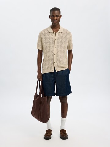 SELECTED HOMME Regular fit Knit cardigan 'SLHARCO' in Beige